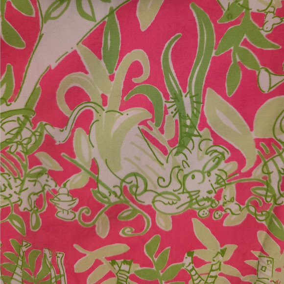 LILLY PULITZER VINTAGE ELEPHANT GIRAFFE PINK GREEN PENCIL SKIRT LINED SIZE 0 - Picture 2 of 8